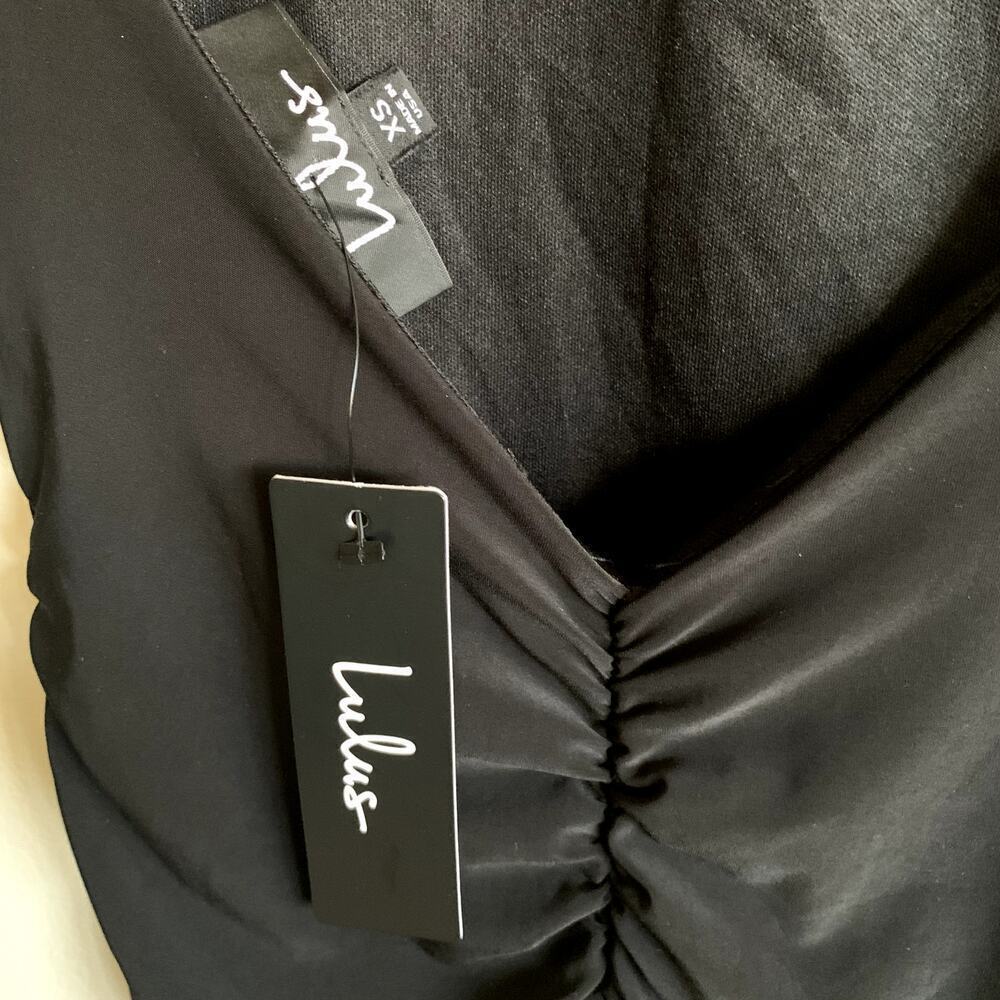 Lulus Black Ruched Open Back Long Sleeve Mini Dress Size XS NWT - Picture 3 of 16